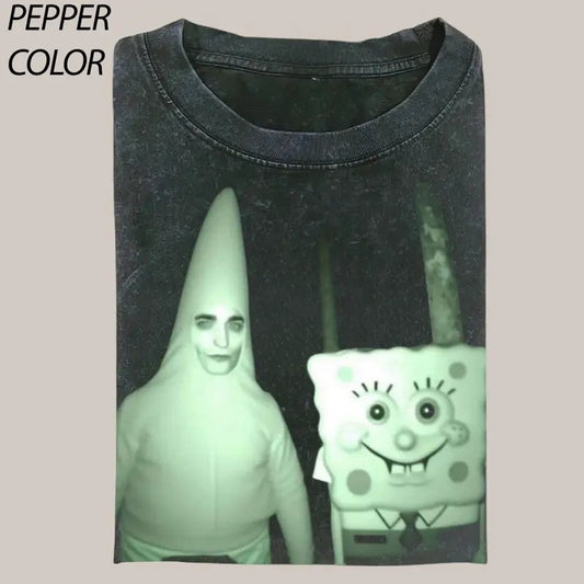 Edward And Spongerbob Vintage Graphic Tee, Funny SpongeBob SquarePants T-shirt, Twilight Movie Shirt, Unisex T-Shirt Gift For Menswear Menswear, Trendy Shirt
