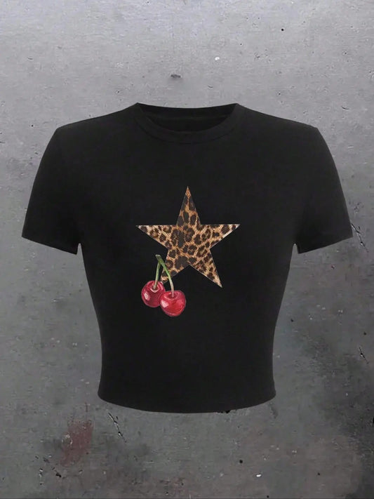 Essnce 1pcs Solid Round Neck Teestyle{n002}3