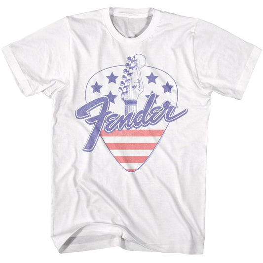 Fender - America Guitar Pick - American Classics - Solid White Adult Short Sleeve T-Shirt