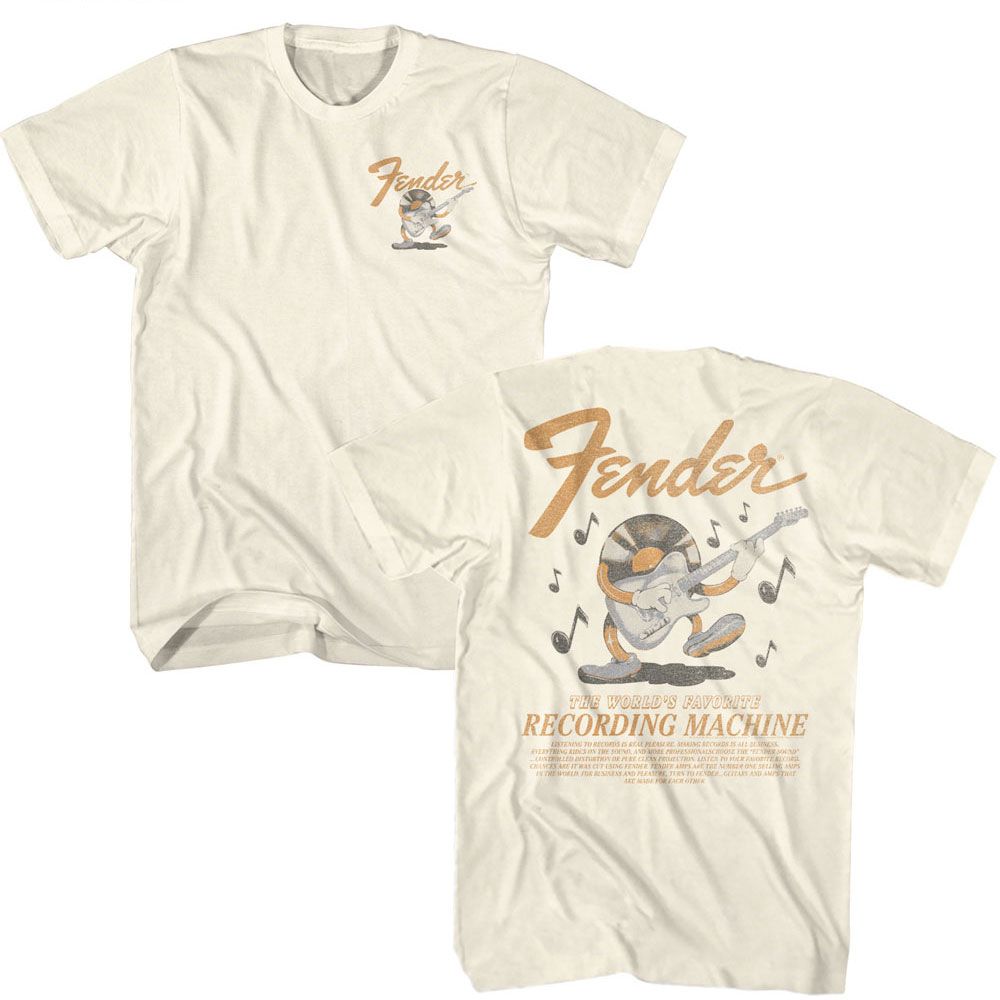 Fender - Recording Machine - American Classics - Solid Off-White Adult Short Sleeve T-Shirt