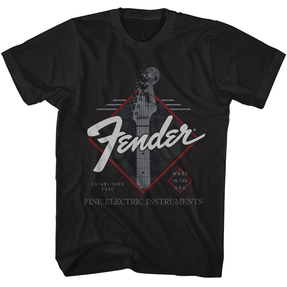 Fender - Made In The USA - American Classics - Solid Black Adult Short Sleeve T-Shirt