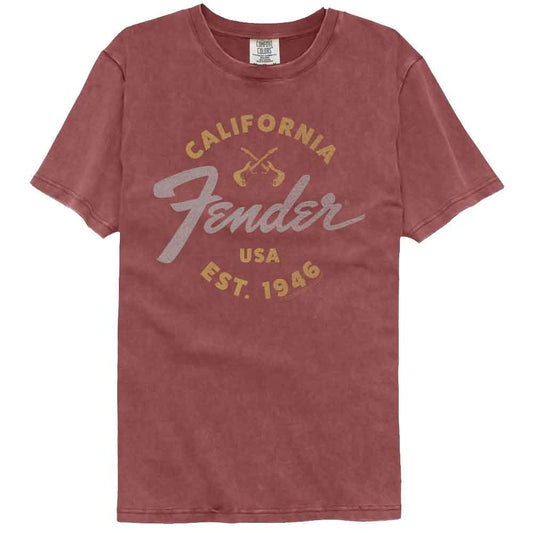 Fender - California 1946 - American Classics - Solid Red Adult Short Sleeve Comfort Color T-Shirt