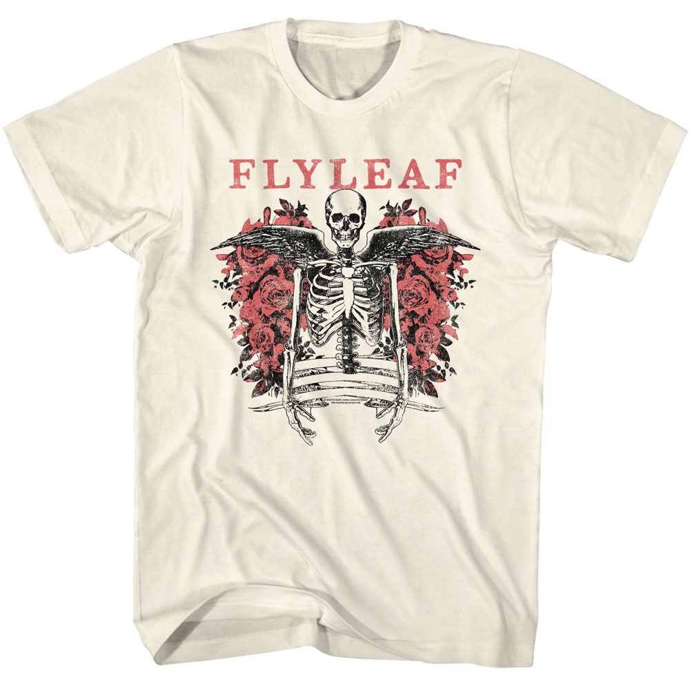 Fly Leaf - Winged Skeleton - American Classics - Solid Off-White Adult Short Sleeve T-Shirt