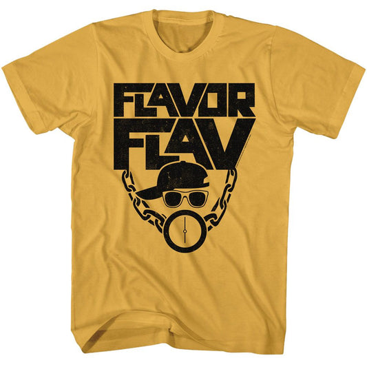 Flavor Flav - Hat Glasses Clock - American Classics - Solid Yellow Adult Short Sleeve T-Shirt