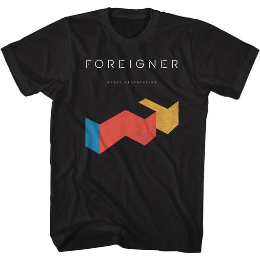 Foreigner - Agent Provocateur - American Classics - Solid Black Adult Short Sleeve T-Shirt