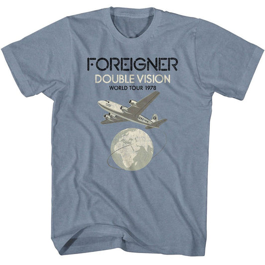 Foreigner - Double Vision - American Classics - Heather Blue Adult Short Sleeve T-Shirt