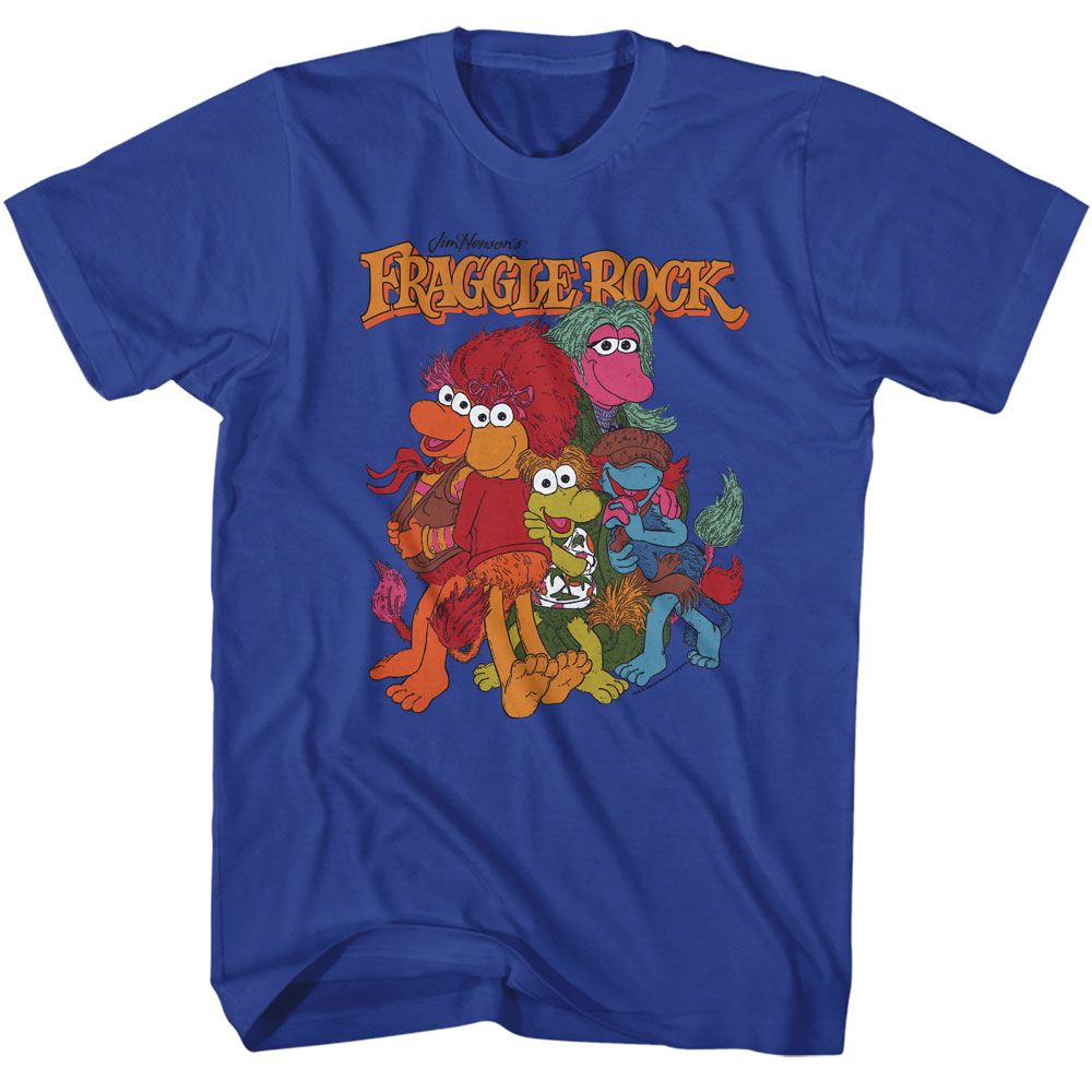 Fraggle Rock - Friends Group - American Classics - Solid Blue Adult Short Sleeve T-Shirt