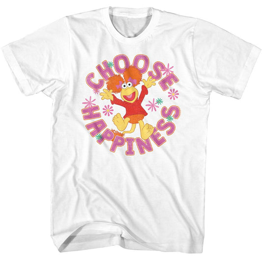 Fraggle Rock - Choose Happiness - American Classics - Solid White Adult Short Sleeve T-Shirt