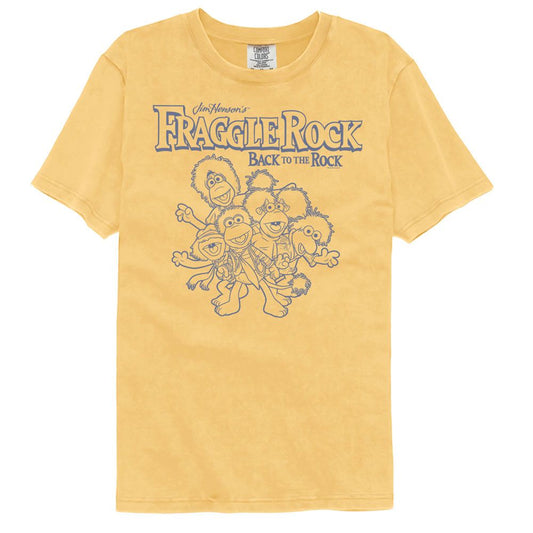 Fraggle Rock - Group Lineart - American Classics - Solid Yellow Adult Short Sleeve Comfort Color T-Shirt