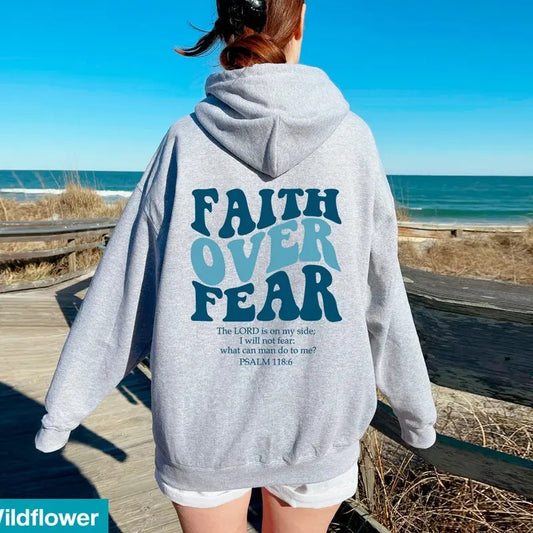 Faith Over Fear Christian Hoodie Bible Verse, Aesthetic Christian Sweatshirts, Jesus Hoodie, Church hoodie