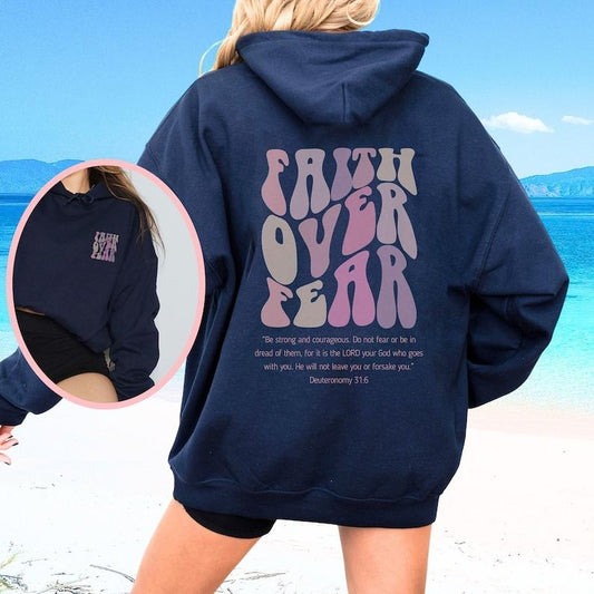 Faith over fear hoodie (front and back) Jesus Is King hoodie, Preppy Christian gifts Jesus lover sweatshirt Bible school teacher y2k  T-shirt, sweater and Hoodie