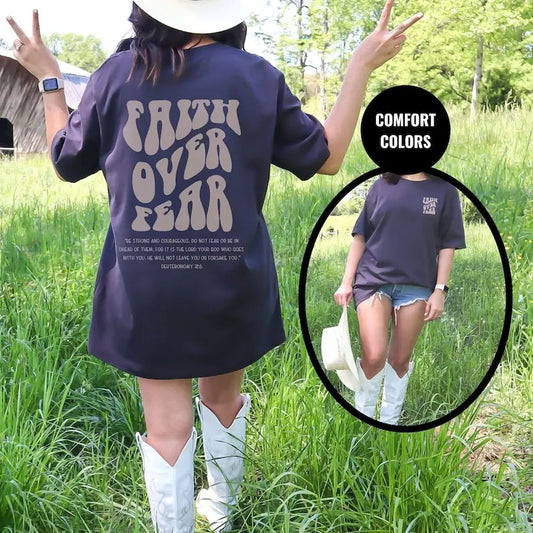 Faith over fear shirt, Jesus is King tshirt, Religious tee, Christian Shirt for Her, Christian  T-shirt, sweater and Hoodie 2 sides