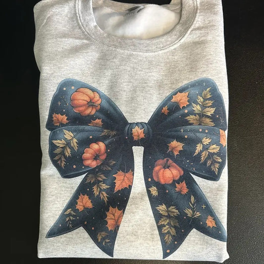 Fall Bow Coquette Women's Sweatshirt Pumpkin Bow
