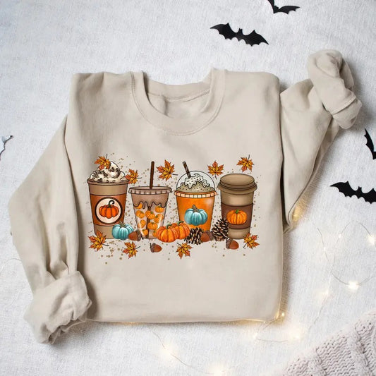 Fall Coffee Sweatshirt, Autum Fall Sweatshirt,  Fall Pumpkin Season, Pumpkin Spice Sweater, Fall Halloween Thanksgiving Shirt, Coffee Lover Shirt, Fall Pumpkin Sweater, Womens Fall Shirt, Fall Thanksgiving Gift Shirt