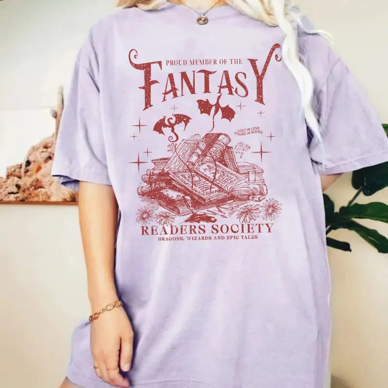 Fantasy Readers Society Tee Shirt, Romance Readers Vintage Shirt, Dragons Wizards Sweatshirt, Epic Fantasy T-Shirt, Fantasy Books Sweater, Bookish Gift