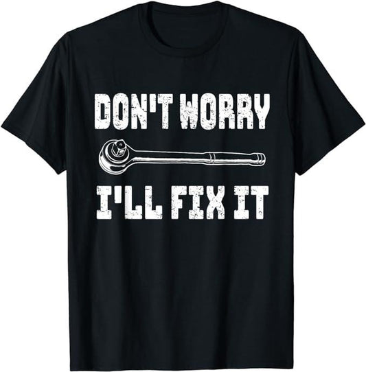 Father's Day T-Shirt, Gifts For Dad, Don't Worry I'll Fix It Men's Graphic Dad Fathers Day T-Shirt Menswear Top Underwear Streetwear