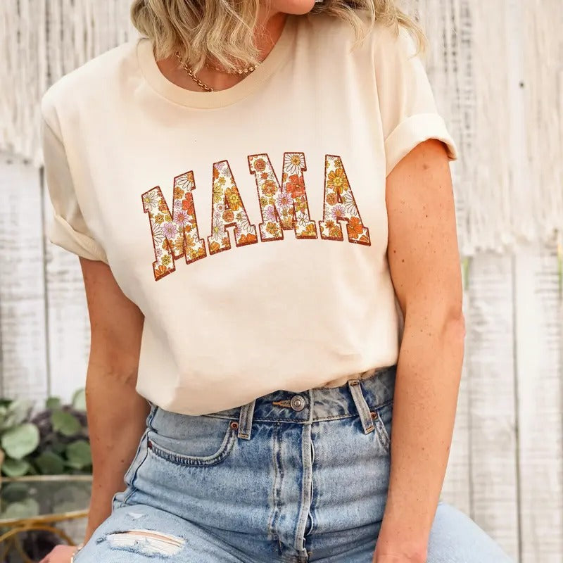 Floral Mama Shirt, Mom Shirt, Mother's Day Floral Shirt, Retro Mama T-shirt, Cute Mom Shirt, Mom Flower Sweatshirt