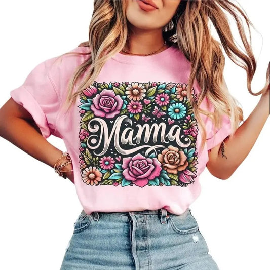 Floral Mama T-Shirt, Vintage Light Pink, Strong Woman Shirt, gift for mothers day, Mama tee, Graphic