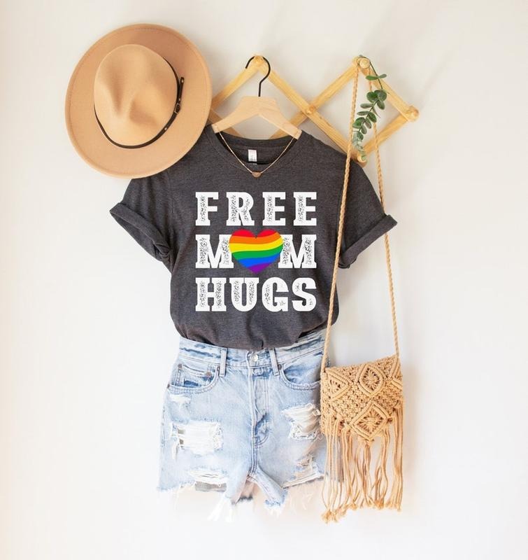 Free Mom Hugs Shirt, Pride Mom Shirt, Gay Pride Shirt, LGBTQ Shirt, Pride Heart Shirt, Lesbian Shirt, LGBTQ Support Tee, Pride Graphic Tees  T-shirt, sweater and Hoodie