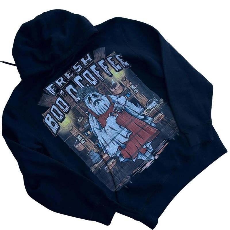 Fresh Boo'd Coffee - Premium Fleece Hoodie, Super Soft Hoodie, Halloween Hoodie Pull Over, Vintage Design, Ghost Shirt