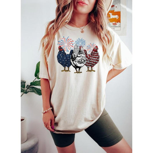 Funny 4th of July Chicken Shirt, Chicken Shirt, Independence Day Tee, USA Flag Shirt, Patriotic Shirt, Freedom Shirt, Womens Fourth of July