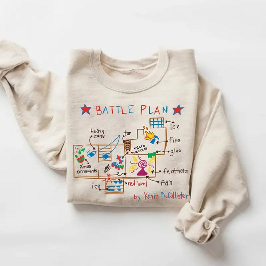 Funny Battle Plan Map Shirt, Home Alone Sweatshirt,90s Christmas Movie Sweater, Funny Christmas Sweatshirt