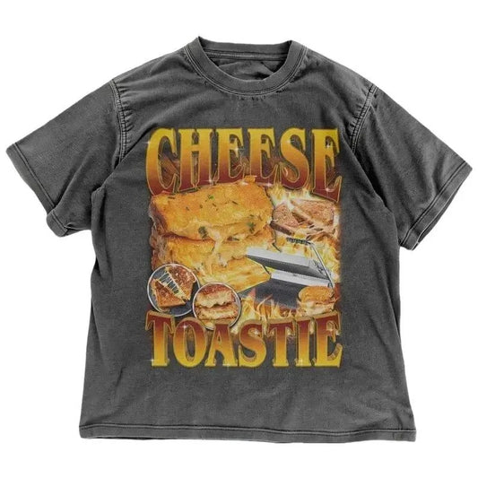 Funny Cheese Toastie Shirt | 90s Foodie Graphic Tee | Food Lover Gift | Retro Food Shirt | Grilled Cheese Unisex Tee | Funny Foodie Gift Streetwear