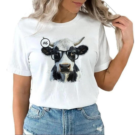 Funny Cow wearing Glasses Custom design more shirt Cool Cow Farm Animal Unisex T-shirt Sweatshirt Hoodie Design all #hg 1 Cotton Top