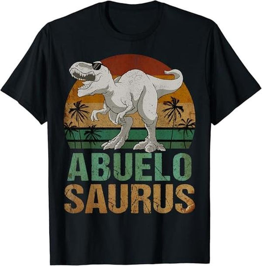 Funny Grandpa Shirt, Gift For Grandfather, Abuelosaurus Dinosaur Abuelo Saurus Vintage T-Shirt Menswear Casual Cotton Top