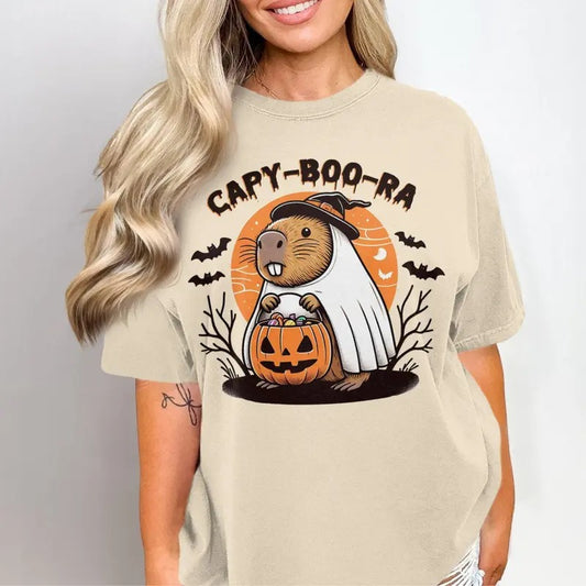 Funny Halloween Capybara Ghost Costume Unisex Tshirt - Unique Halloween Funny Graphic Tee for Animal Lovers