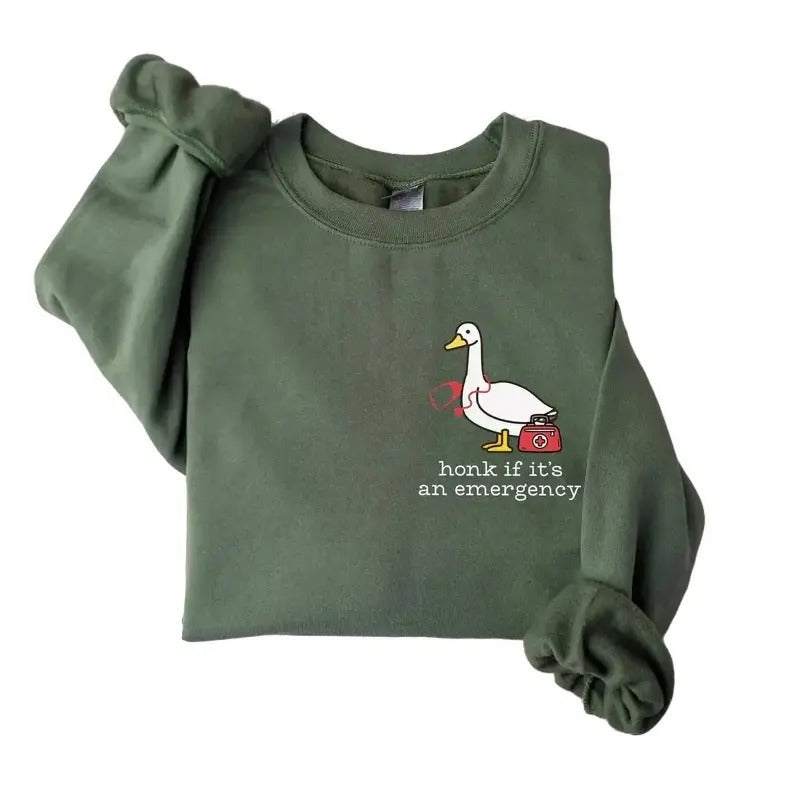 Funny Nurse Shirt, Honk if It's An Emergency, ER Nurse Sweatshirt, EMT Shirt, Nurse Doctor Meme Tee, Silly Goose Shirt, Gift For Silly Goose Lover, Gift For Her