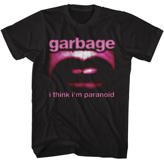 Garbage - Paranoid Mouth - American Classics - Solid Black Adult Short Sleeve T-Shirt