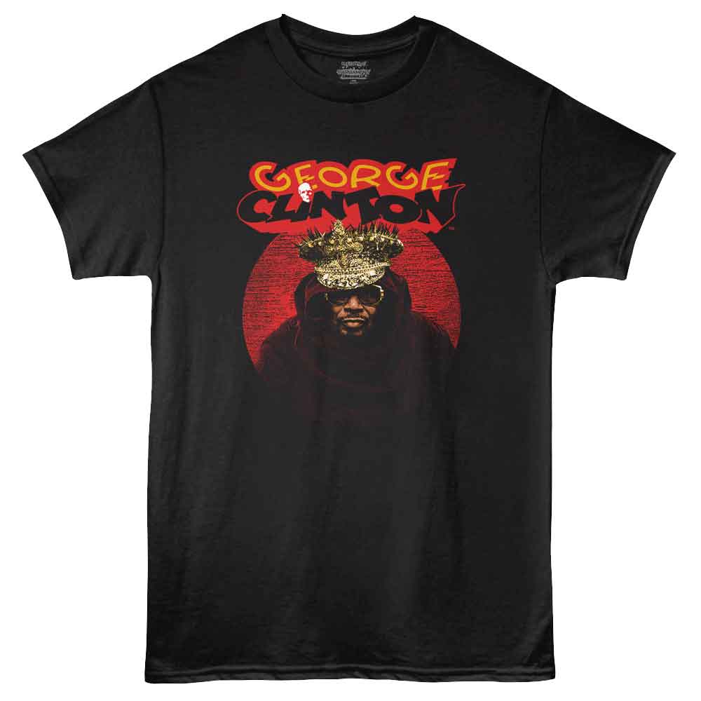 George Clinton - Crown - American Classics - Front Print Black Adult Short Sleeve T-Shirt