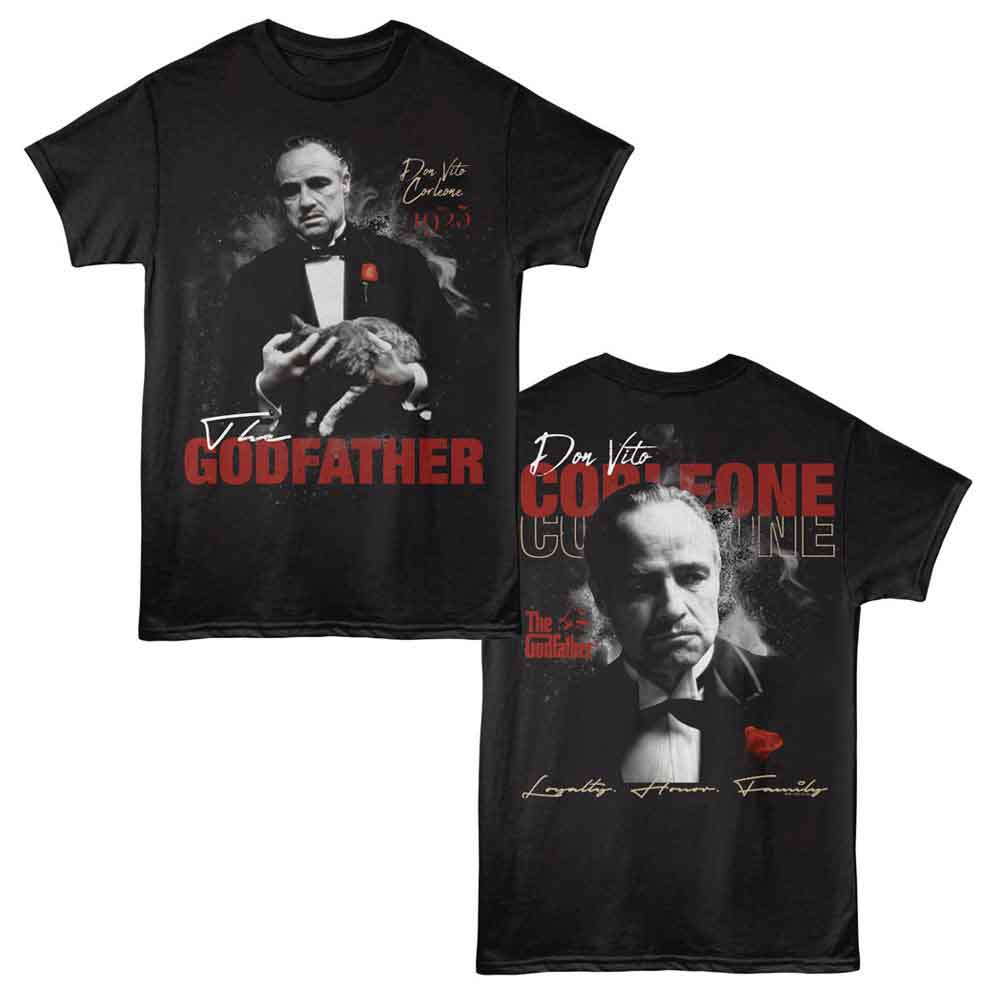 Godfather - Loyalty Honor Family - American Classics - 2-Sided Print Black Adult Short Sleeve T-Shirt