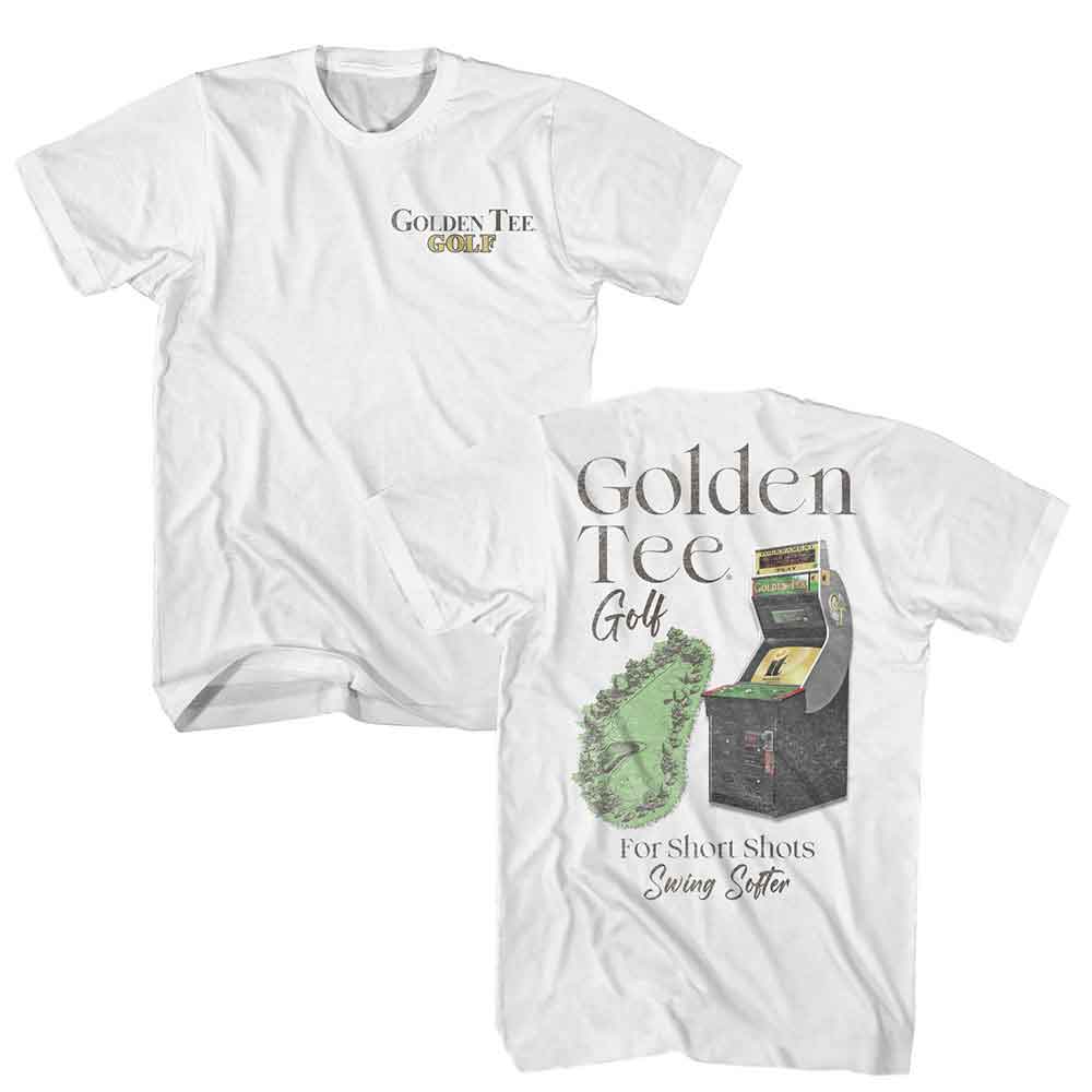 Golden Tee - Cabinet And Golf Course - American Classics - White Solid Adult Short Sleeve T-Shirt