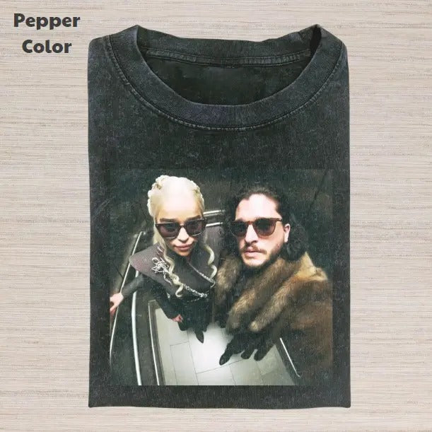 Game of Thrones Vintage Graphic Tee, Daenerys Targaryen X Jon Snow T-Shirt, TV Series Tee, Unisex Meme Cringe Funny Dumb Shirt, Menswear Womenswear Streetwear Cotton Comfort