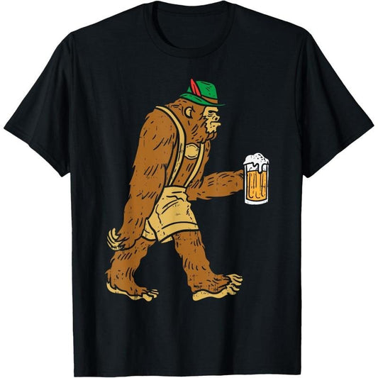 German Bigfoot Sasquatch Beer Lederhose Funny Oktoberfest T-Shirt  made in us