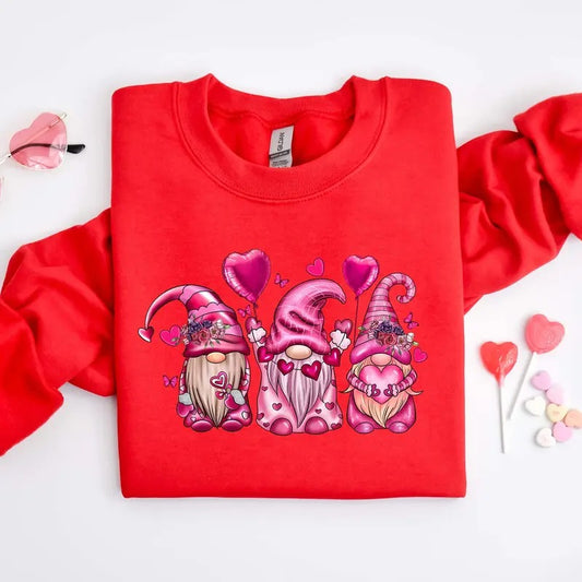 Gnome Valentine's Day Sweatshirt - Gnome Hearts Sweatshirt - Valentine's Day Sweatshirt for Women - Cute Gnome Sweatshirt