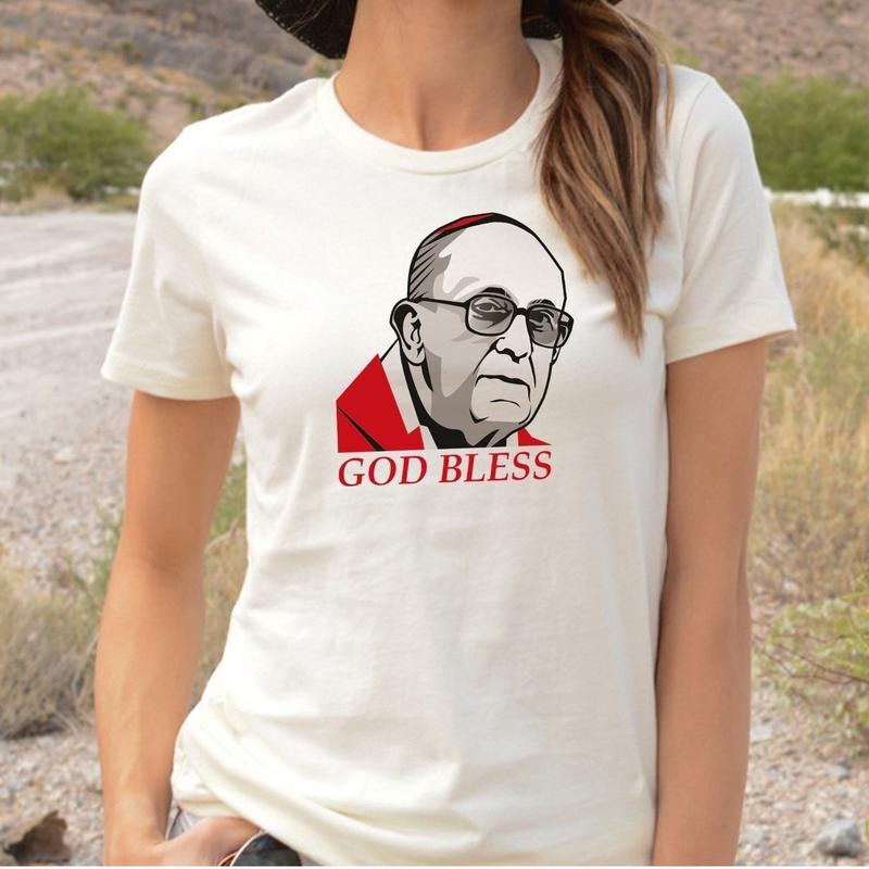 God Bless Pope Francis Baby Tee, Pope Franciscus Graphic, Catholic Church Gift, Jesus Christ Vatican Jesuit Religious Cotton Graphic Tee