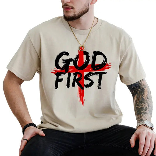 God First Graphic Tee, Bible Verse Men Shirt, Religious Unhinged Tee, Faith Men T-shirt, Christmas Gifts For Christian