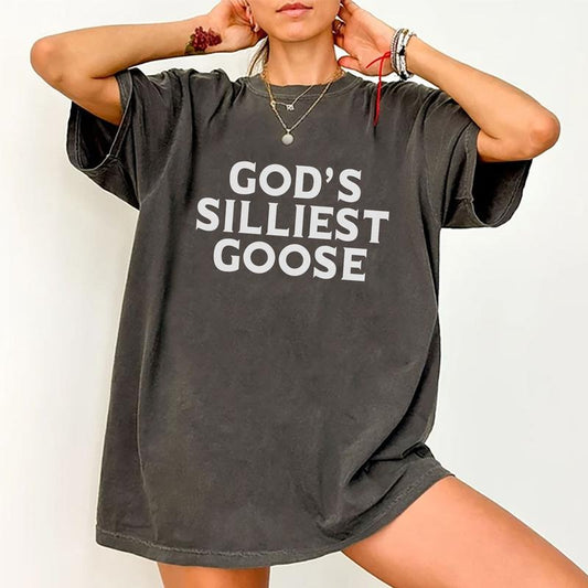 God's Silliest Goose Shirt, Silliest Goose Unhinged Shirt, Funny Serious Goose Graphic Printed Tee, Goose Meme T-shirt, Comfy Fabric Graphic Tee, Women's Tops, Menswear, Womenswear, Cotton Fabric Relaxed Fit Chic Style