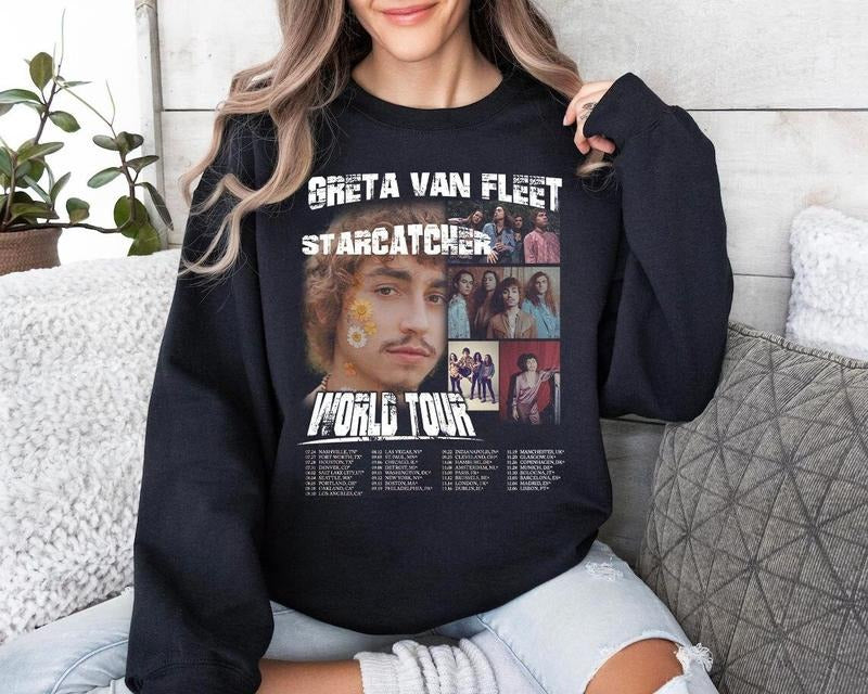 Greta Van Fleet Music Sweatshirt, Concert Dates Inspired Editionstyle{n002}2