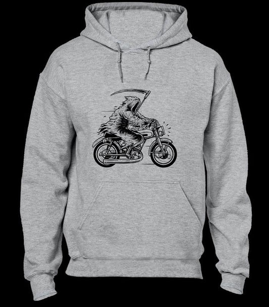 Grim Reaper Motorbike Hoody Hoodie Motorcycle Death Skull Biker Design Top Funny Top Gift Present Idea Dad Husband Cool Joke  sweater and hoodie
