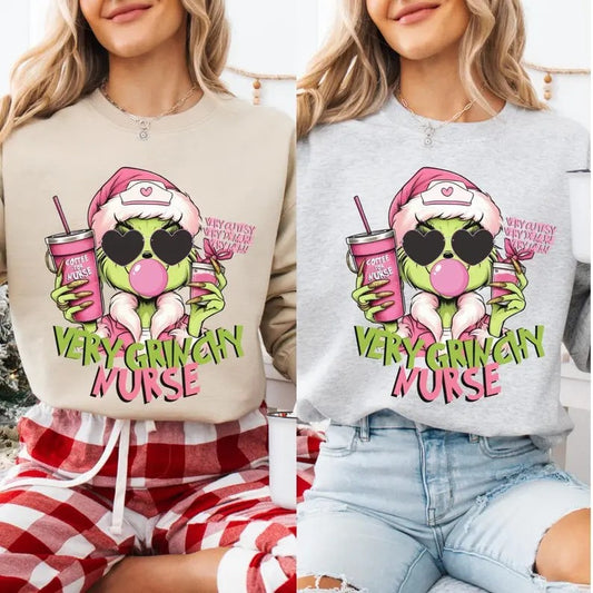 Grinchy Christmas Nurse Shirt Sweatshirt, Love Christmas Nurse Shirt, Grinchmas Nurse Shirt Sweatshirt, Gift For Him, Gift For Her, Full Size, Full Color