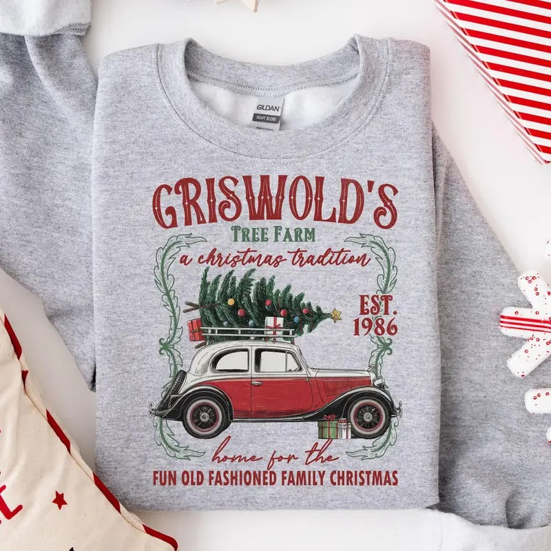 Griswold's Tree Farm Sweatshirt, Christmas Tree Farm T-Shirt,Family Christmas Sweater,Old Fashioned Christmas Shirt,Retro Griswold Christmas