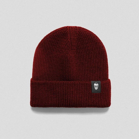 Gymreapers Ribbed Knit Skull Beanie - Maroon for Cold Weather Performance and Comfort