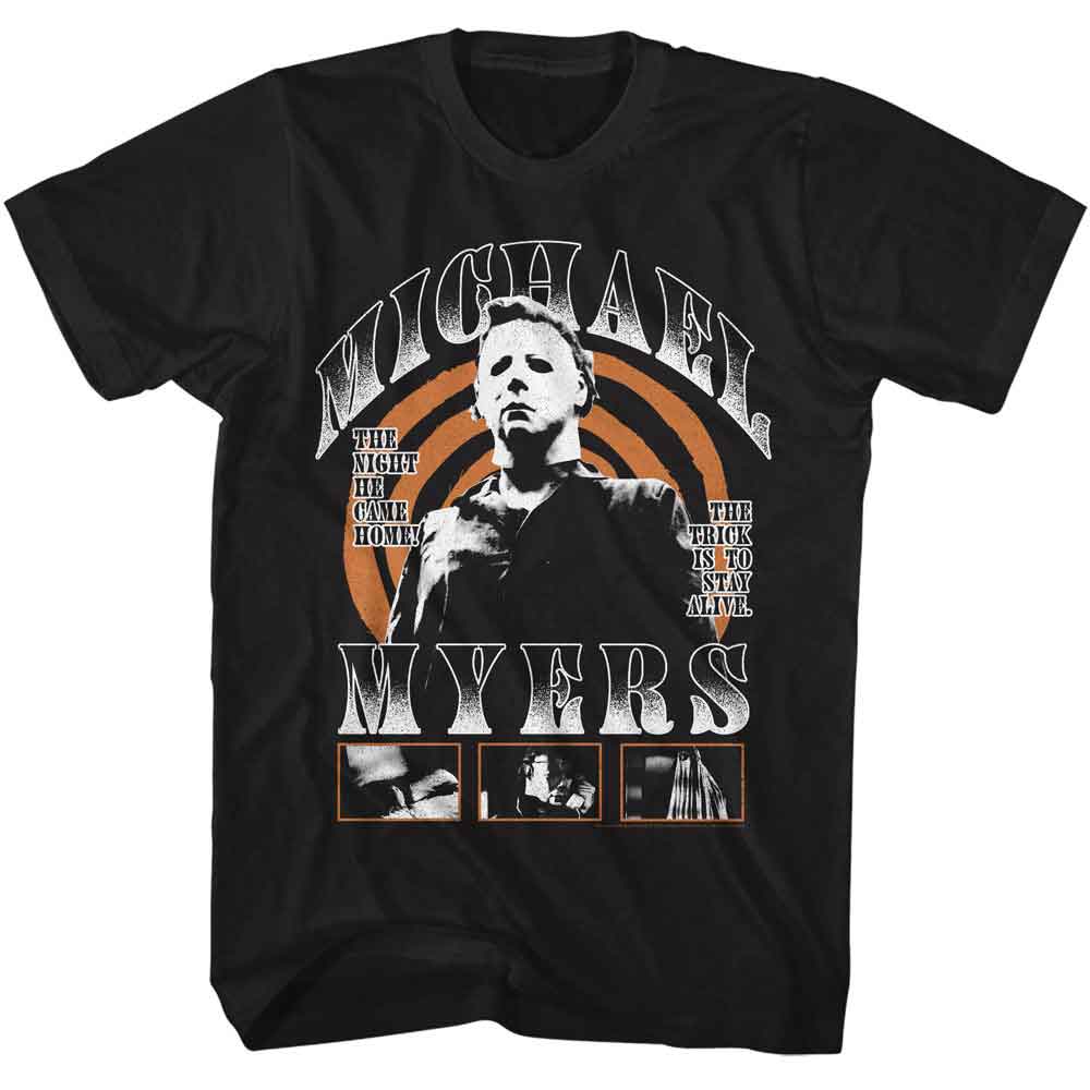 Halloween - Myers Spiral - American Classics - Solid Black Adult Short Sleeve T-Shirt