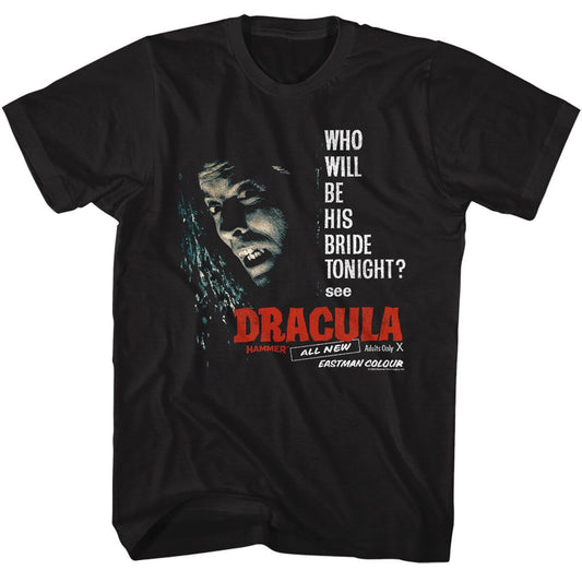 Hammer Horror - Be His Bride - American Classics - Solid Black Adult Short Sleeve T-Shirt