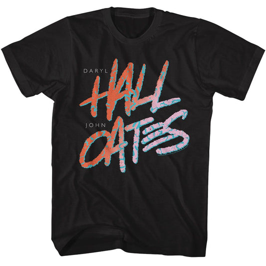 Hall And Oates - 80s Text - American Classics - Solid Black Adult Short Sleeve T-Shirt