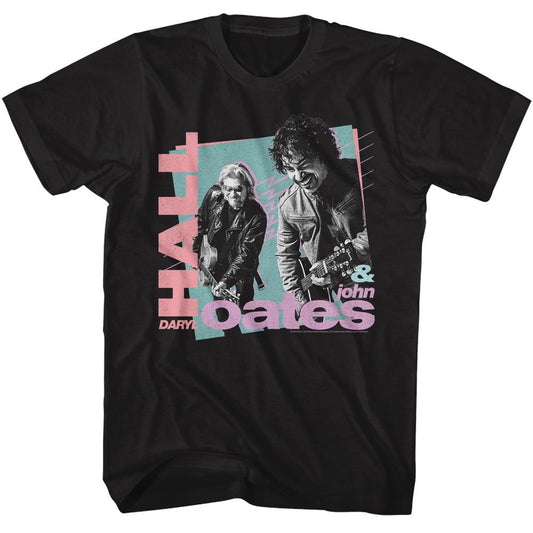 Hall And Oates - Rockin Out 80s Shapes - American Classics - Solid Black Adult Short Sleeve T-Shirt